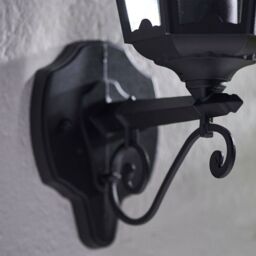 Loops IP44 Outdoor Wall Light Matt Black & Glass Traditional Lantern Porch Dimmable - thumbnail 5
