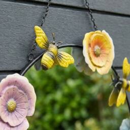 Garden Greatness Hanging Floral Bumble Bee Garden Mirror in Black - Size: 1 Pack - thumbnail 2