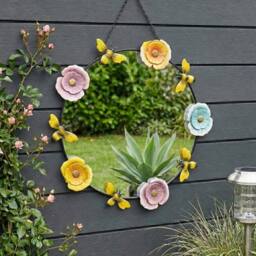 Garden Greatness Hanging Floral Bumble Bee Garden Mirror in Black - Size: 1 Pack - thumbnail 1