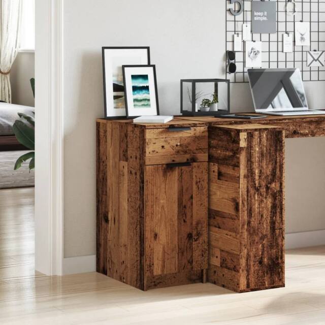 Berkfield Home Decorative Desk Cabinet Old Wood 33x50x75 cm Engineered Wood in Brown - Size: 33 x 50 x 75 cm - image 1