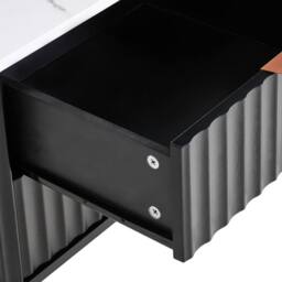 Wyld and Coco Two-Drawer Bedside Table - Black Marble-Effect Top MDF Body Iron Frame - thumbnail 7