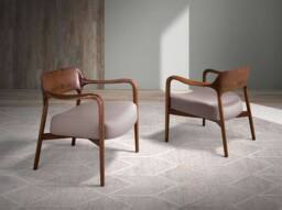 Angel Cerda Walnut & Mink Leatherette Armchair, 70x62x72 cm - Size: 70 x 62 x 72 cm - thumbnail 3