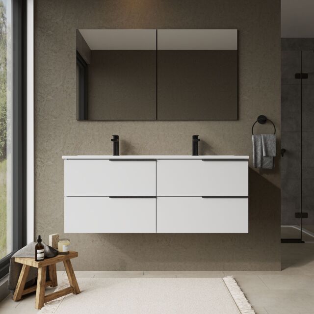 Banyetti Celtic 1200mm Wall Hung Bathroom Vanity Unit with Athena Basin - Gloss White - image 1