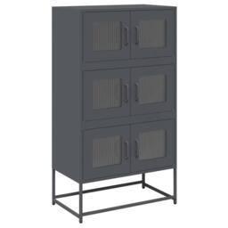Berkfield Home Highboard Anthracite 68x39x123 cm Steel in Dark Grey - Size: 68 x 39 x 123 cm - thumbnail 2
