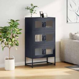 Berkfield Home Highboard Anthracite 68x39x123 cm Steel in Dark Grey - Size: 68 x 39 x 123 cm - thumbnail 4