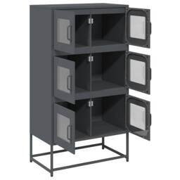 Berkfield Home Highboard Anthracite 68x39x123 cm Steel in Dark Grey - Size: 68 x 39 x 123 cm - thumbnail 6
