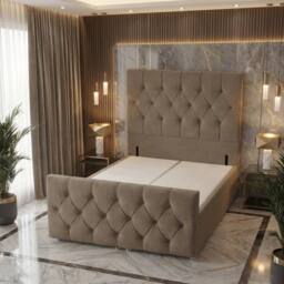 "Somnior Ziggy Storage Ottoman Divan Base 54"" Headboard & 22"" Footboard Linen in Brown - Size: Small Single" - thumbnail 4