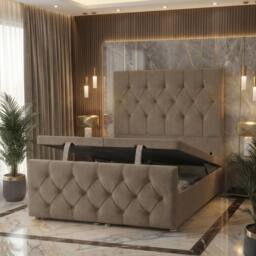 "Somnior Ziggy Storage Ottoman Divan Base 54"" Headboard & 22"" Footboard Linen in Brown - Size: Small Single" - thumbnail 2