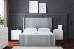DS Living Elara Winged Silver Panel Bed with Headboard - Size: Super King - thumbnail 2
