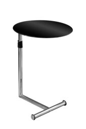 Orsina Stable Black Tempered Glass Snack Table, Tempered Glass Top Modern Snack Table, Height Adjustable Snack Table - thumbnail 1