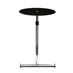 Orsina Stable Black Tempered Glass Snack Table, Tempered Glass Top Modern Snack Table, Height Adjustable Snack Table - thumbnail 2