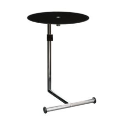 Orsina Stable Black Tempered Glass Snack Table, Tempered Glass Top Modern Snack Table, Height Adjustable Snack Table - thumbnail 3