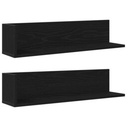 Berkfield Home Wall Shelves 2 pcs Black 75x16.5x16.5 cm Engineered Wood - thumbnail 2