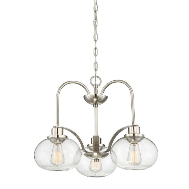 Loops 1 Bulb Chandelier Hanging Pendant LIght Brushed Nickel LED E27 60W Bulb in Metallics - image 1
