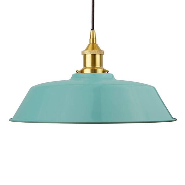 SE Home Duck Egg Blue Chancery Pendant Light - Polished Brass - Black Round - image 1