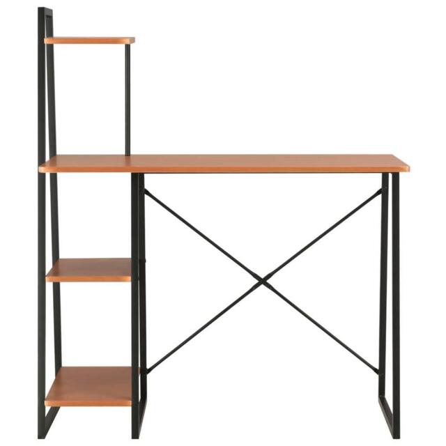Berkfield Home Desk with Shelving Unit Black & Brown 102x50x117 cm - Size: 102 x 50 x 117 cm - image 1