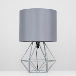 ValueLights Angus Geometric Pair of Grey Table Lamps - thumbnail 1