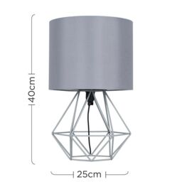 ValueLights Angus Geometric Pair of Grey Table Lamps - thumbnail 6