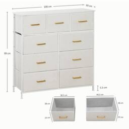 Wyld Haus Tafi 9 Drawer Boucle Storage Chest Cream White Steel Frame - thumbnail 4