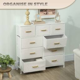 Wyld Haus Tafi 9 Drawer Boucle Storage Chest Cream White Steel Frame - thumbnail 6
