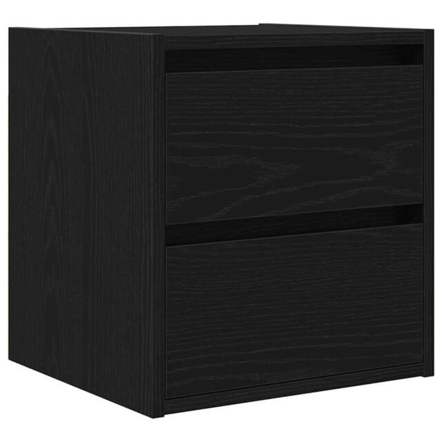 Berkfield Home Wall-mounted Bedside Cabinet Black Oak 38x34x40 cm - Size: 38 x 34 x 40 cm - image 1