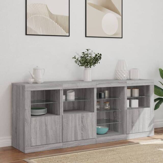 Berkfield Home Sideboard with LED Lights Grey Sonoma 164x37x67 cm - Size: 164 x 37 x 67 cm - image 1