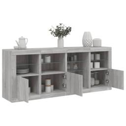 Berkfield Home Sideboard with LED Lights Grey Sonoma 164x37x67 cm - Size: 164 x 37 x 67 cm - thumbnail 2