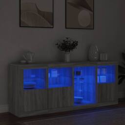 Berkfield Home Sideboard with LED Lights Grey Sonoma 164x37x67 cm - Size: 164 x 37 x 67 cm - thumbnail 4