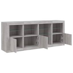 Berkfield Home Sideboard with LED Lights Grey Sonoma 164x37x67 cm - Size: 164 x 37 x 67 cm - thumbnail 6