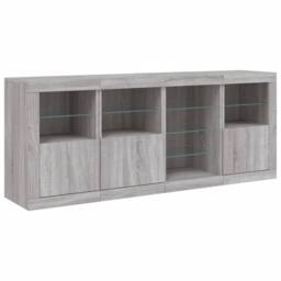 Berkfield Home Sideboard with LED Lights Grey Sonoma 164x37x67 cm - Size: 164 x 37 x 67 cm - thumbnail 5