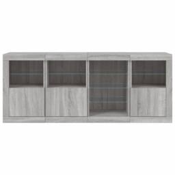 Berkfield Home Sideboard with LED Lights Grey Sonoma 164x37x67 cm - Size: 164 x 37 x 67 cm - thumbnail 7