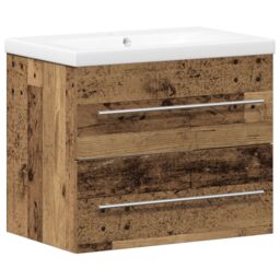 Berkfield Home Bathroom Sink Cabinet with Built-in Basin Old Wood Engineered Wood in Brown - thumbnail 2