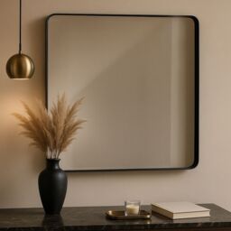 Orsina Candi Cindy Gold Finish Squared Wall Mirror in Black