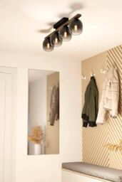 Eglo Filago Pinewood & Ombre Glass Ceiling Light in Black - thumbnail 2