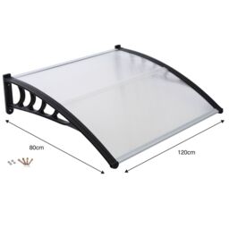 Gr8 Garden Front Canopy Porch Rain Protector Awning Lean-To Roof Shelter 80 X 120cm in Clear - Size: 80 X 120 cm - thumbnail 5