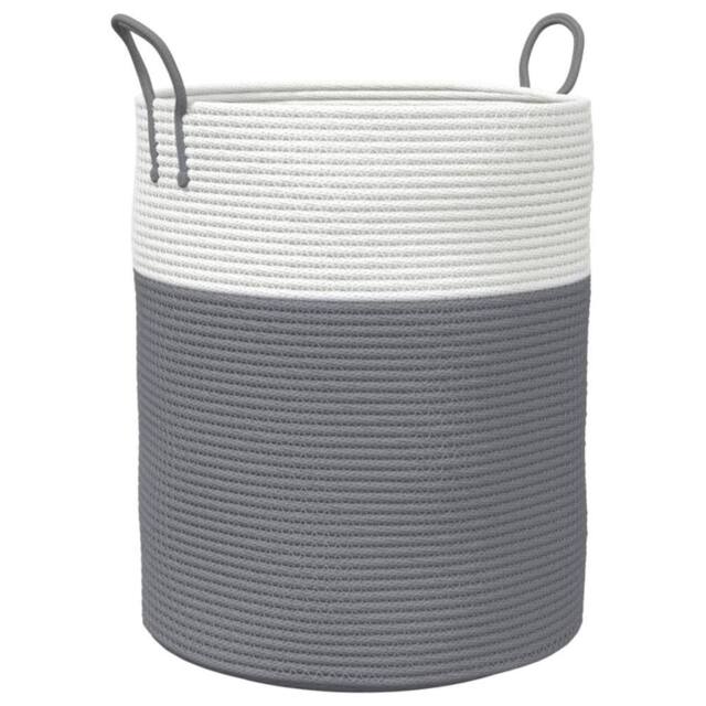 Berkfield Home Storage Basket Grey & White √ò38x46 cm Cotton - Size: 38x46 cm - image 1