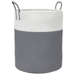 Berkfield Home Storage Basket Grey & White √ò38x46 cm Cotton - Size: 38x46 cm