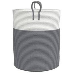 Berkfield Home Storage Basket Grey & White √ò38x46 cm Cotton - Size: 38x46 cm - thumbnail 5