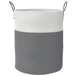 Berkfield Home Storage Basket Grey & White √ò38x46 cm Cotton - Size: 38x46 cm - thumbnail 4