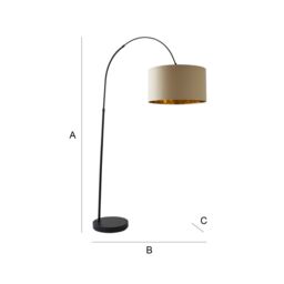 ValueLights Louis Black Arched Curved Floor Lamp with Black & Gold Inner Shade & LED Bulb - thumbnail 7