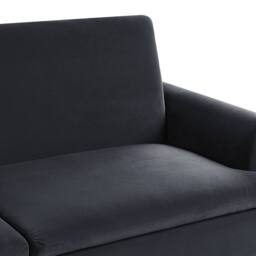 Wyld and Coco 3-Seater Velvet Sofa Bed Black - Click-Clack Gold Legs - thumbnail 8