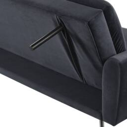 Wyld and Coco 3-Seater Velvet Sofa Bed Black - Click-Clack Gold Legs - thumbnail 9