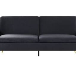 Wyld and Coco 3-Seater Velvet Sofa Bed Black - Click-Clack Gold Legs - thumbnail 2