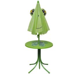 Berkfield Home Sturdy 3 Piece Kids' Garden Bistro Set with Parasol Green - thumbnail 1
