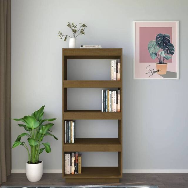 Berkfield Home Beautiful Book Cabinet/Room Divider Honey Brown 60x35x135 cm Soli - Size: 60 x 35 x 135 cm - image 1