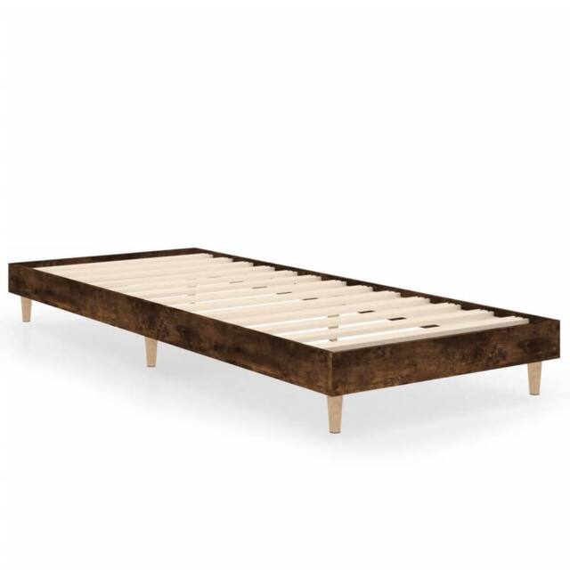 Berkfield Home Bed Frame Smoked Oak 75x190 cm Small Single Engineered Wood in Brown - image 1