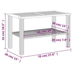 Berkfield Home Garden Table Black 70x38x42 cm Poly Rattan Acacia Wood - Size: 70 x 38 x 42 cm - thumbnail 8