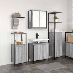 Berkfield Home Modern 3 Piece Bathroom Furniture Set in Grey Sonoma Engineered Wood - thumbnail 4