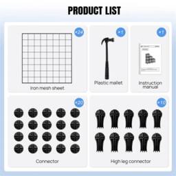 VOGREX 6 Cube DIY Wire Grid Storage Shelf Rack Display Cabinet Organiser in Black - thumbnail 5