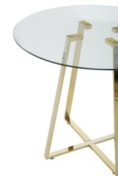 Orsina Sturdy Round Gold Finish Dining Table, Modern Table For Entertaining Guests, Minimalist Open Base Table - thumbnail 4